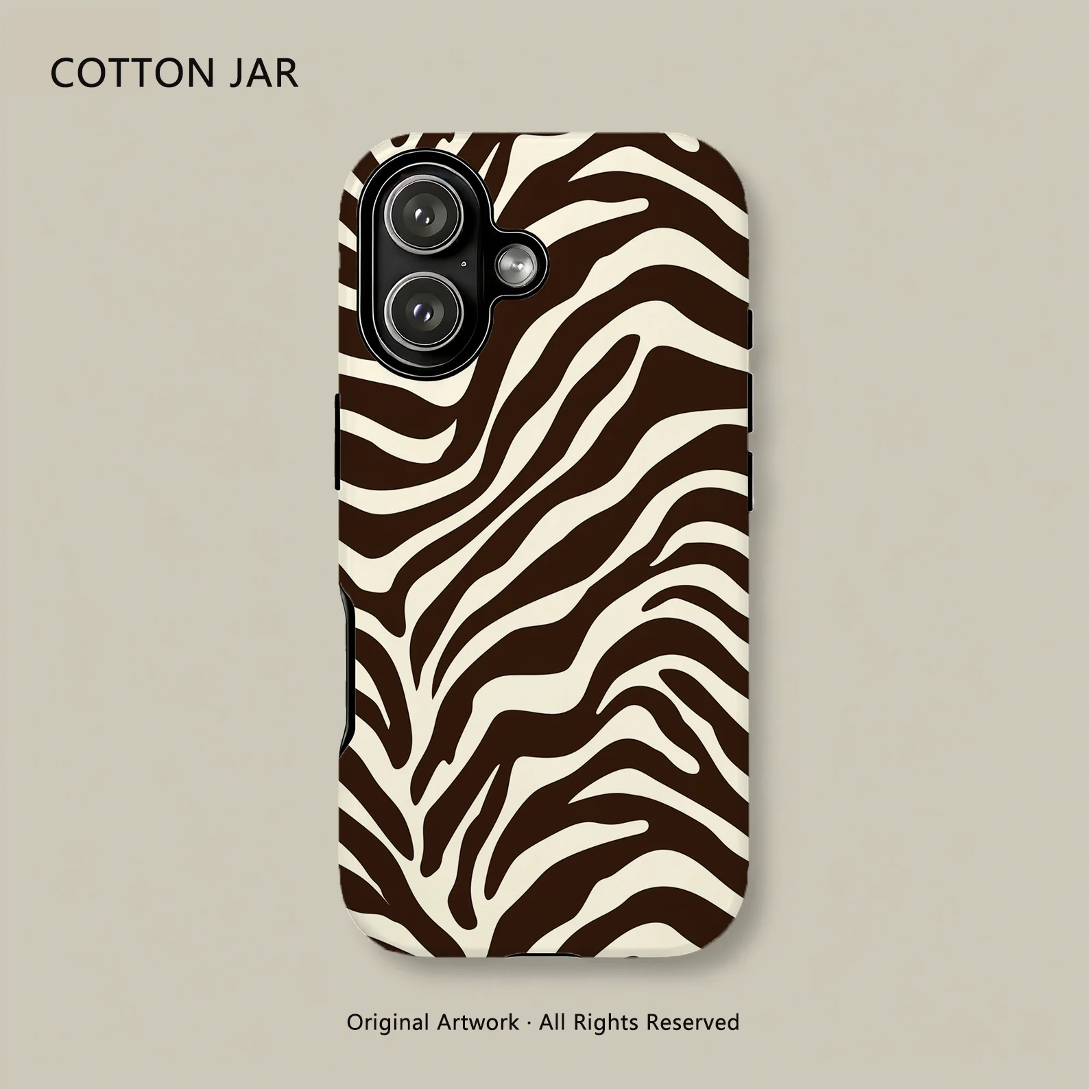 Luxury Mocha Zebra Stripe Magnetic Case for iPhone 17 16 15 14 13 12Pro Plus Max Dual Layer Shockproof Wild Animal Print Cover