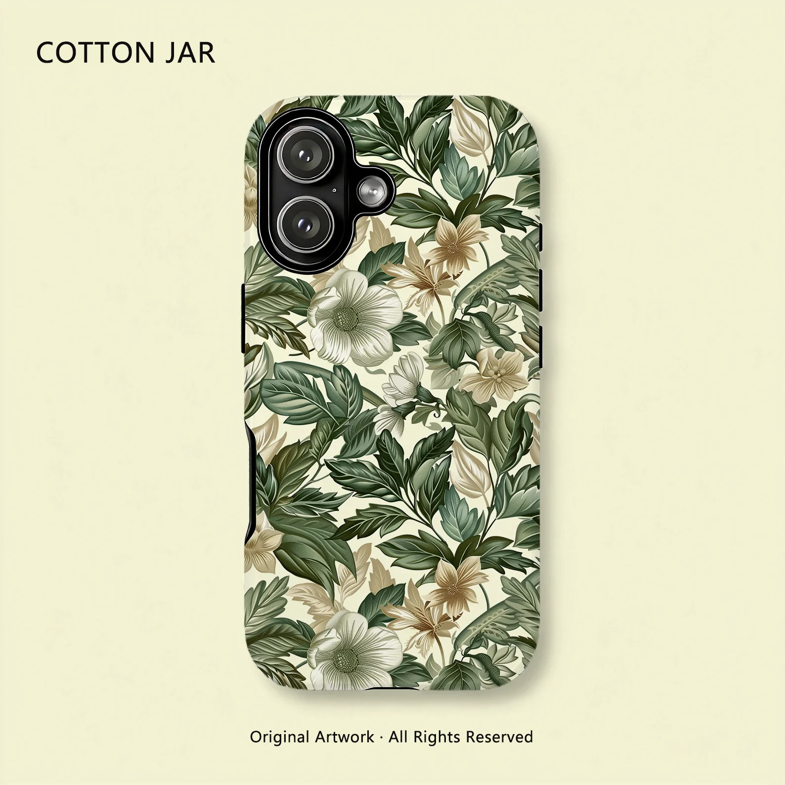 Green Botanical Magnetic Protective Phone Case for iPhone 17 16 15 14 13 12 Pro Max Plus Double Layer Coque Hülle