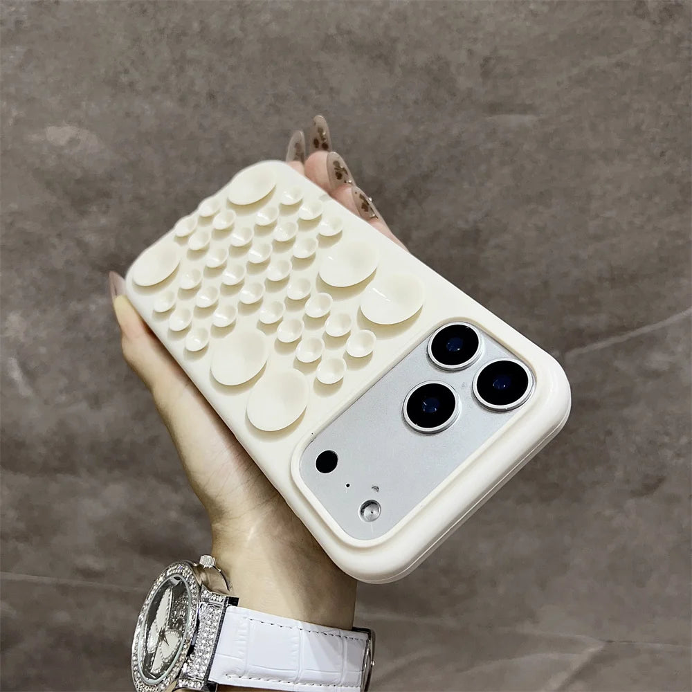 Shockproof Circular Suction Cup Silicone Phone Case for iPhone 17 Pro Max 16Pro 15 14 Air Adsorption Strong Multi Function Cover
